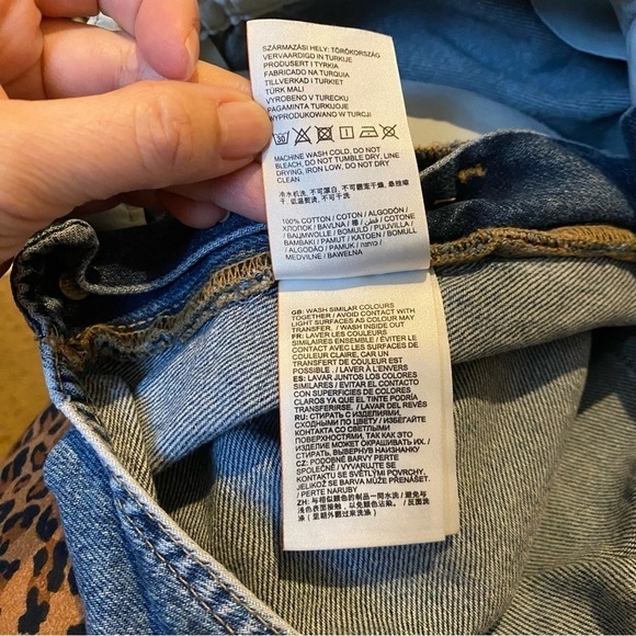 SUPERDRY Blue Frayed Hem Lace Trim Jean Short Overalls Size 4 - Picture 9 of 9